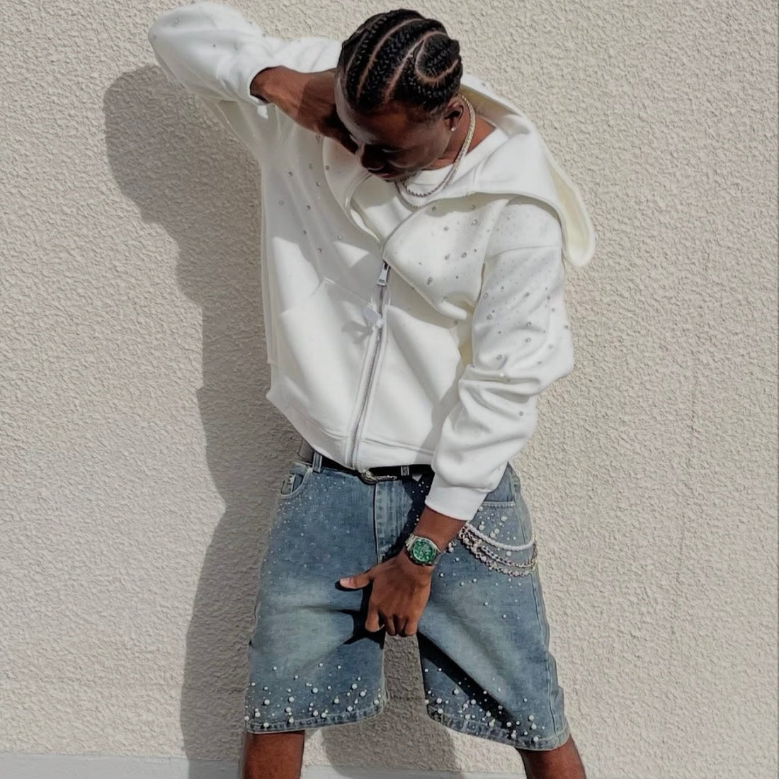 Rhinestone Pearl Jorts