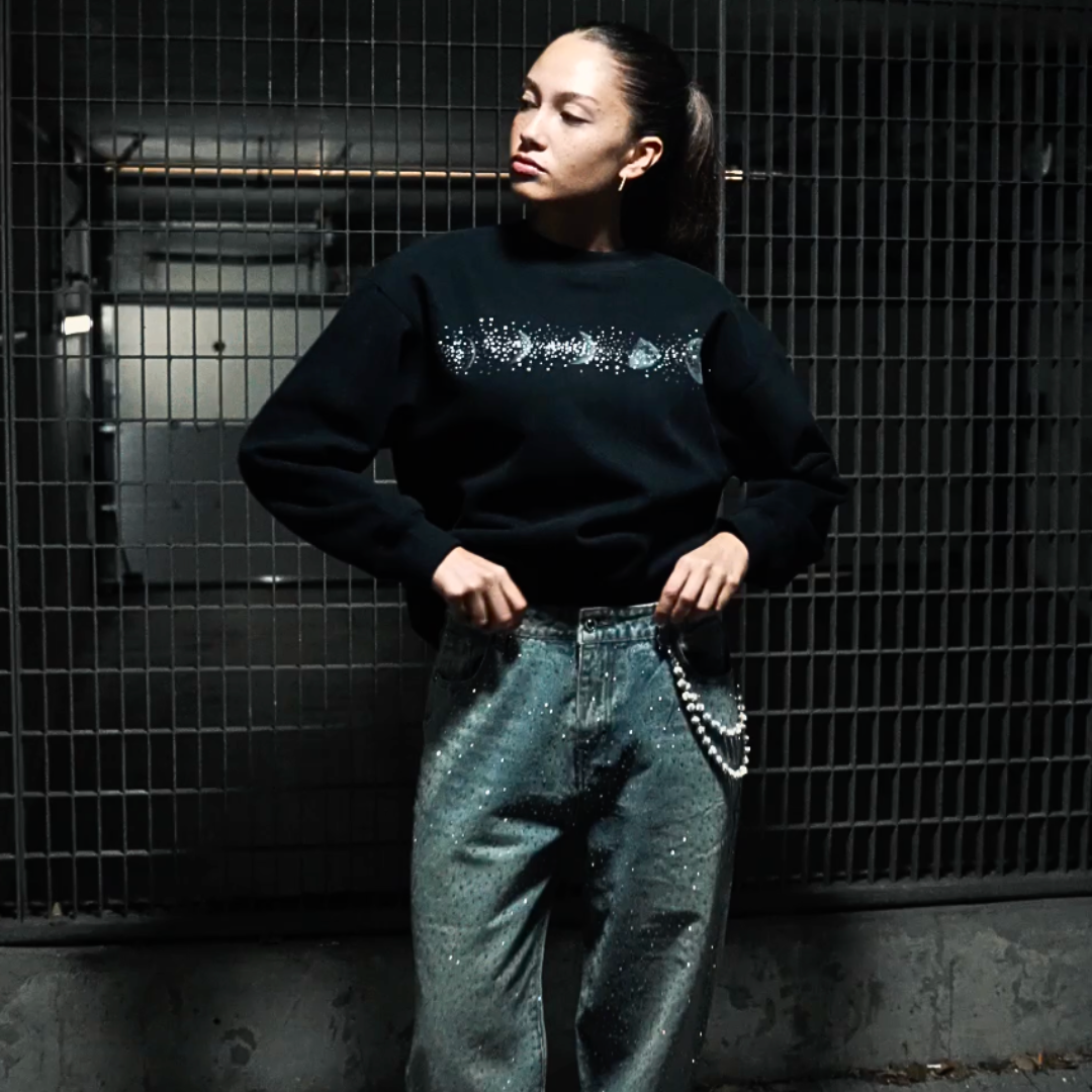Rhinestone Moon Crewneck